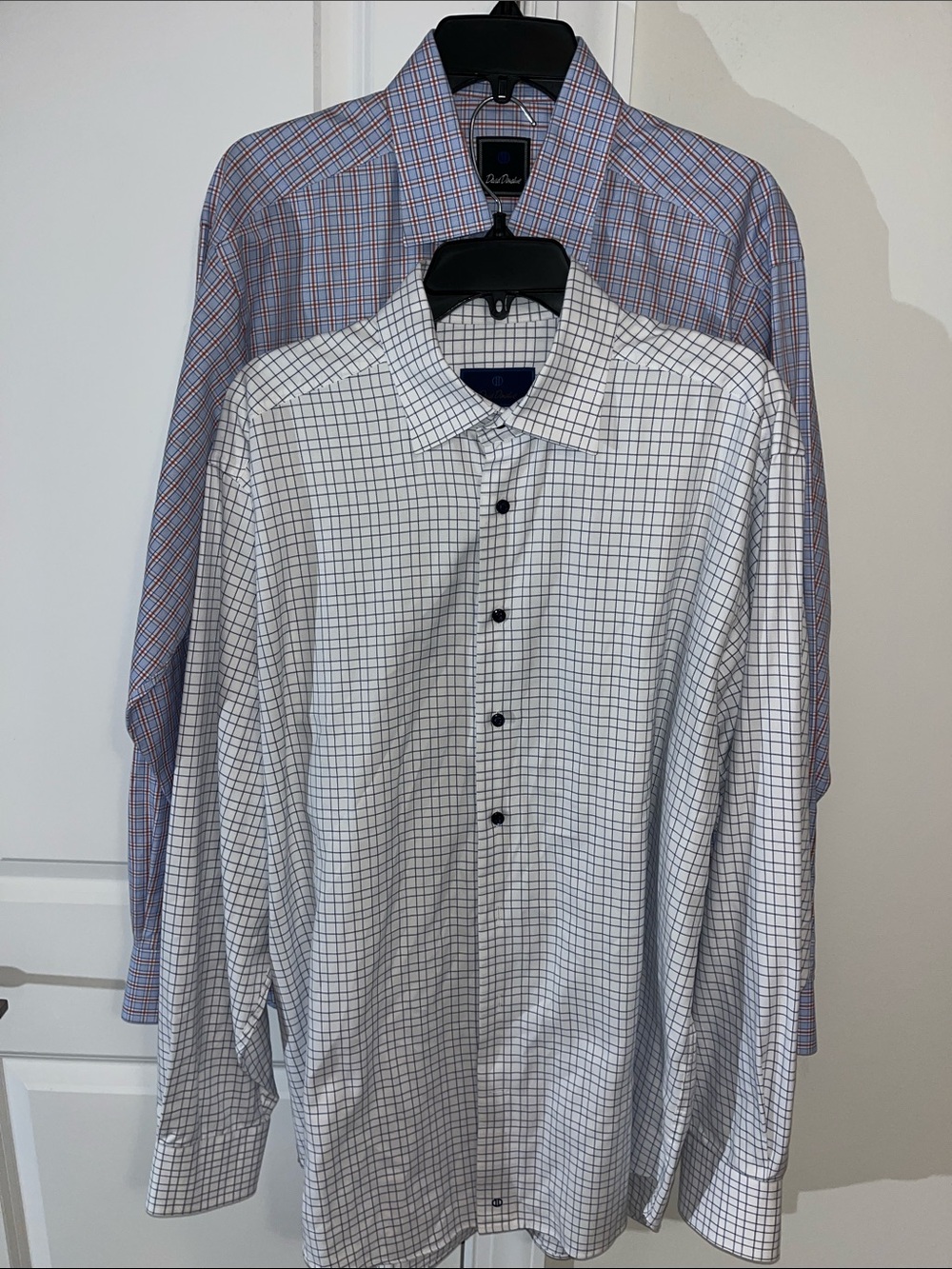 David Donahue Blue White Red Plaid Check Work Dress business shirt 17x36/37 men’